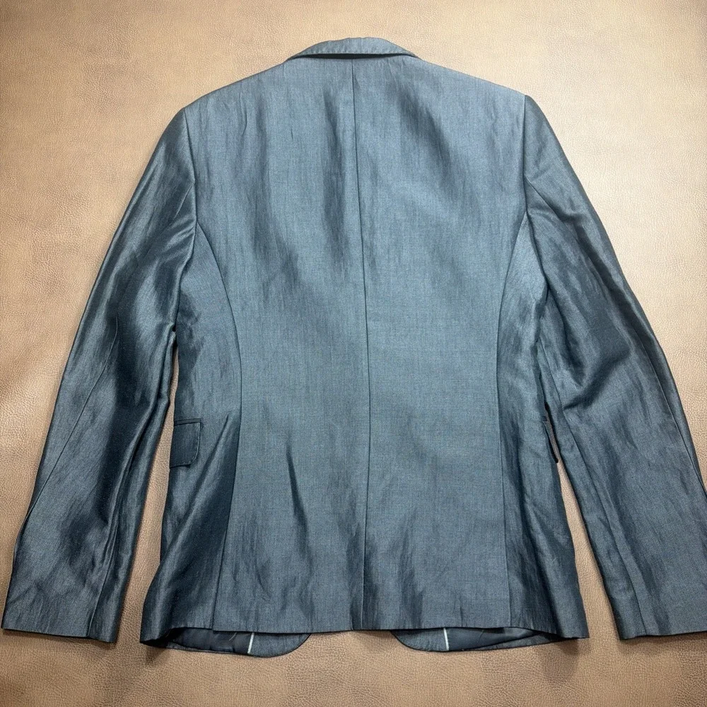 ZARA Men's Sport Coat Blazer 36 Gray 2 Button Slim Fit Modern Wedding Office New